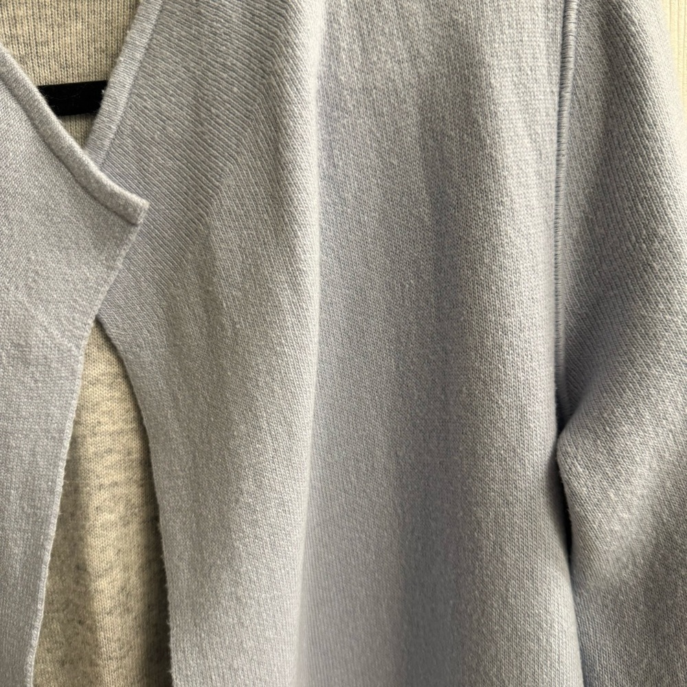 LOFT Reversible Blue & Gray Wool Blend Sweater Jacket Cardigan Coatigan Sz S - Picture 5 of 9